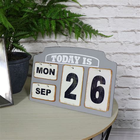 antique gray square metal box flip calendar clock|Antique Flip Calendar .